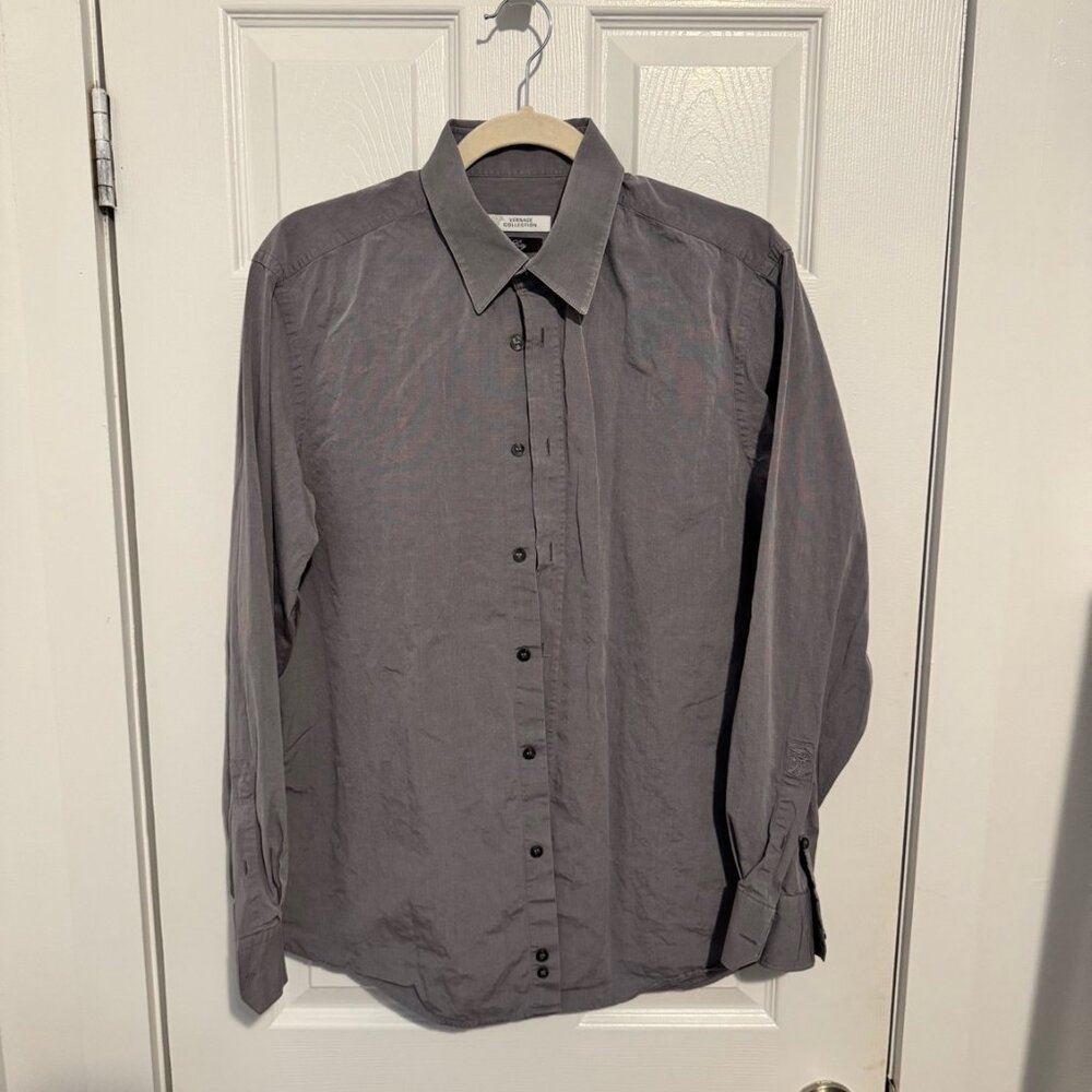 Versace Collection Button-Up Shirt (Gray, M)